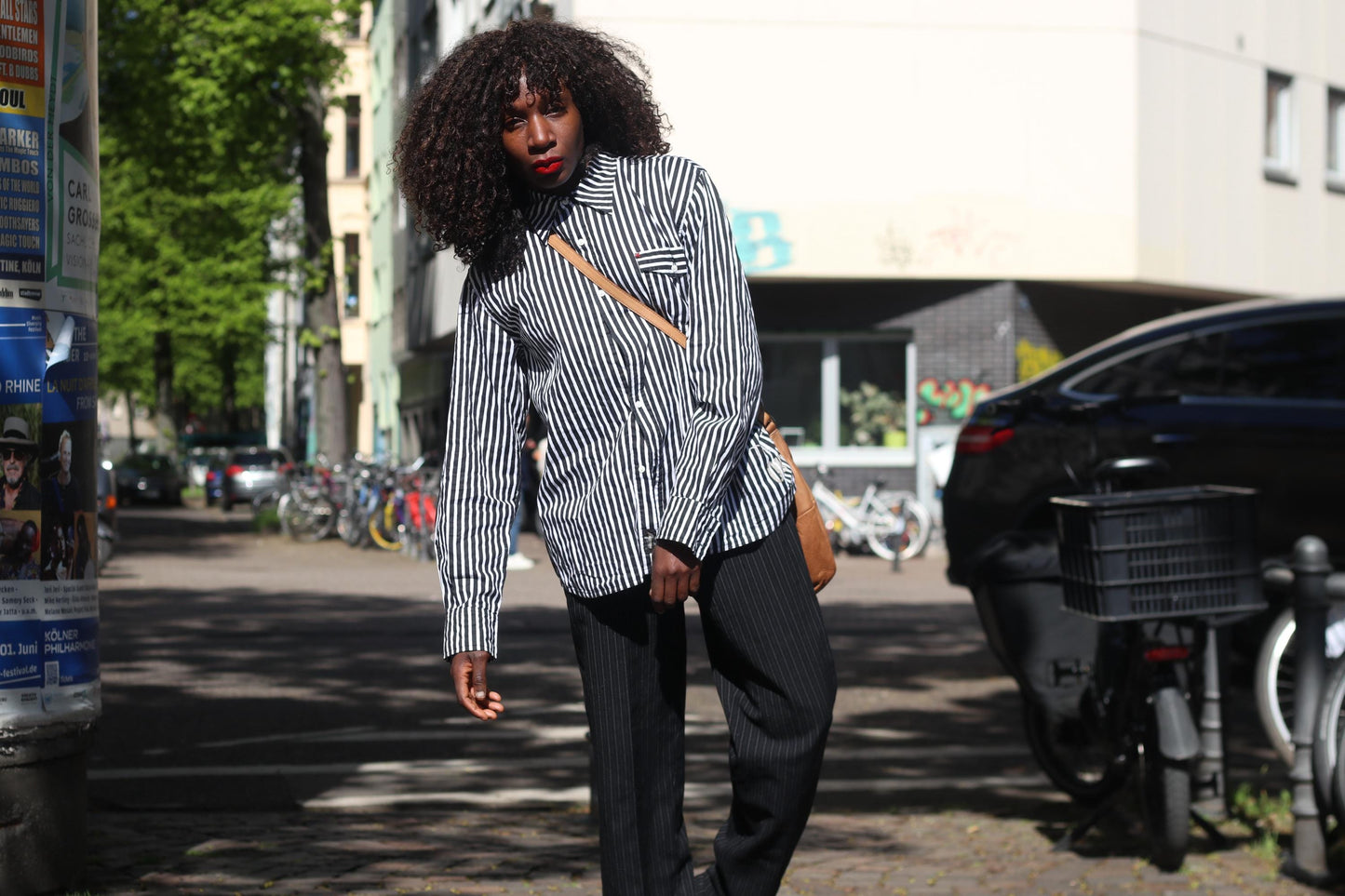 Vintage Striped Shirt Graphic Print Button Down Oversized 90s Streetwear Blouse