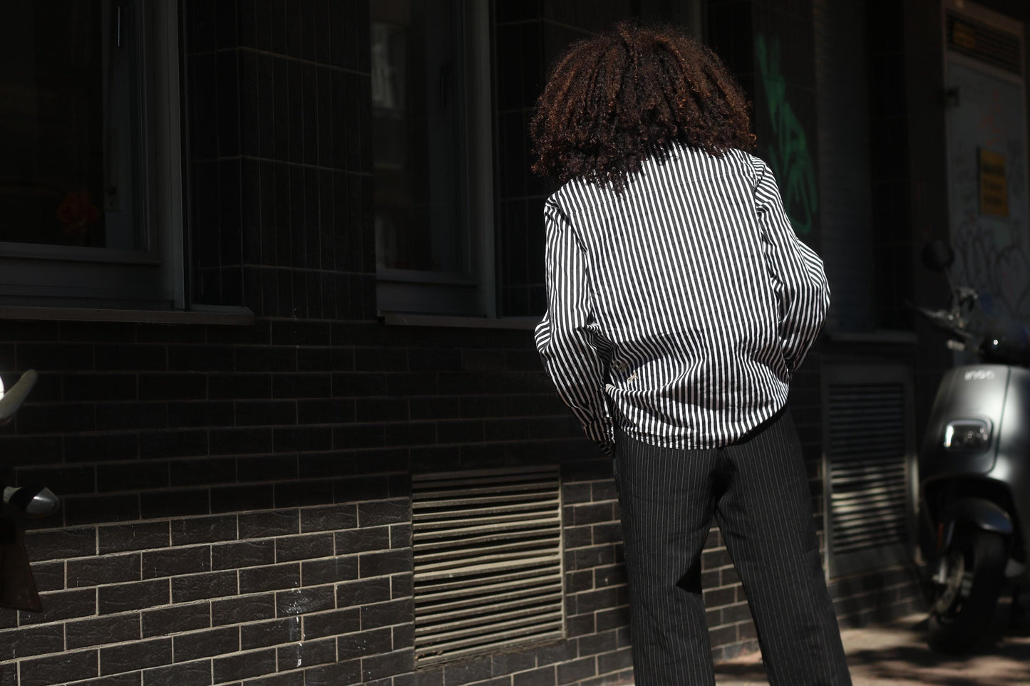 Vintage Striped Shirt Graphic Print Button Down Oversized 90s Streetwear Blouse