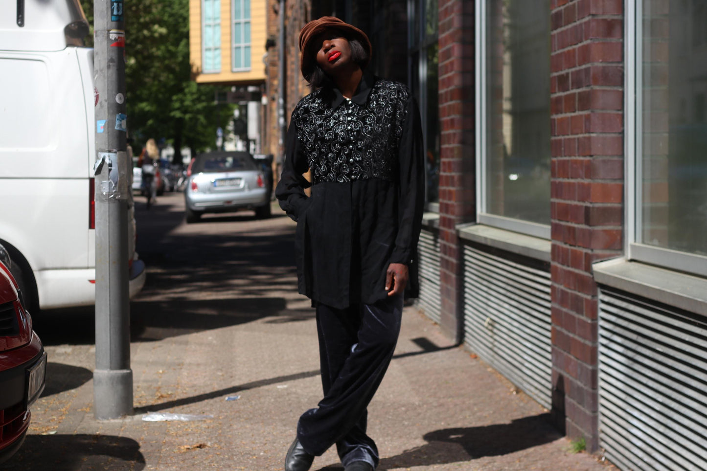 Vintage Black Velvet Tunic Blouse| 80s Embroidered Top Long Sheer Sleeve Evening