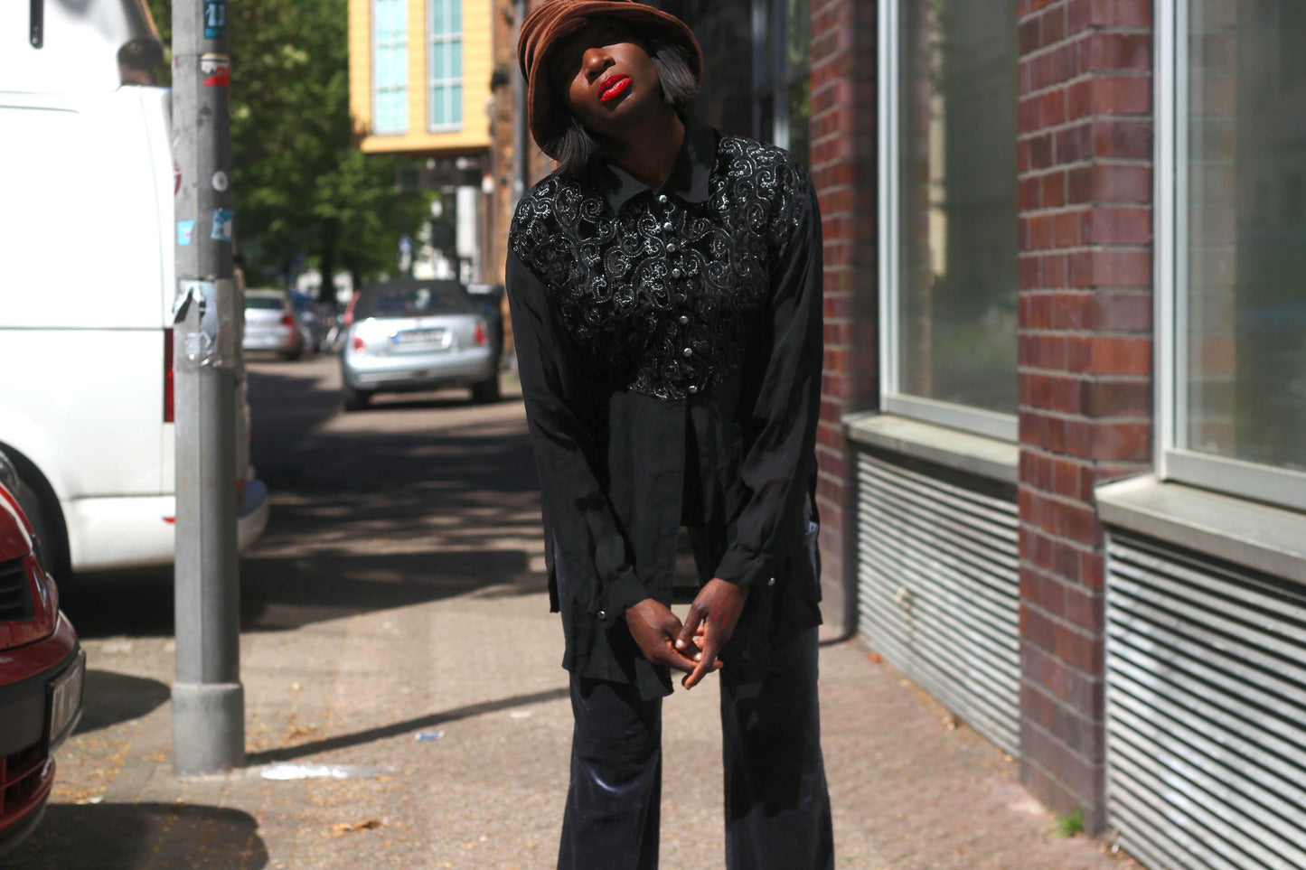 Vintage Black Velvet Tunic Blouse| 80s Embroidered Top Long Sheer Sleeve Evening