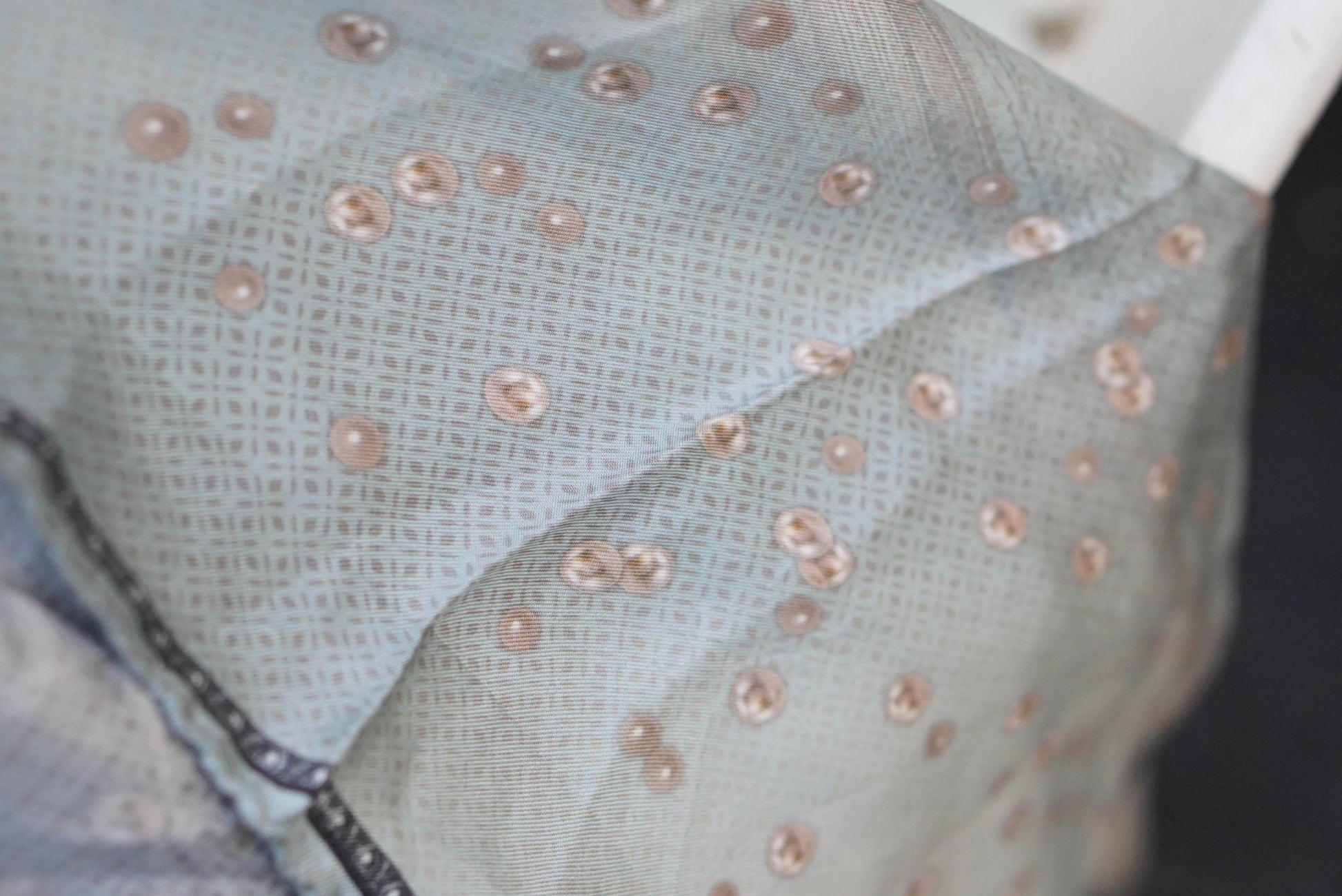 Vintage Armine Silk Scarf Pure Silk Grey Blue Jewel Print Square Head Wrap Hijab