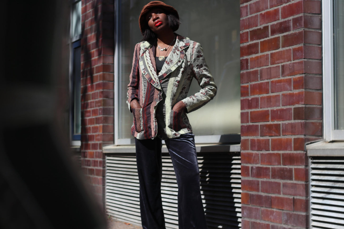 Vintage Patchwork Blazer Floral Tapestry Jacket Mixed Print Boho 90s Art To Wear