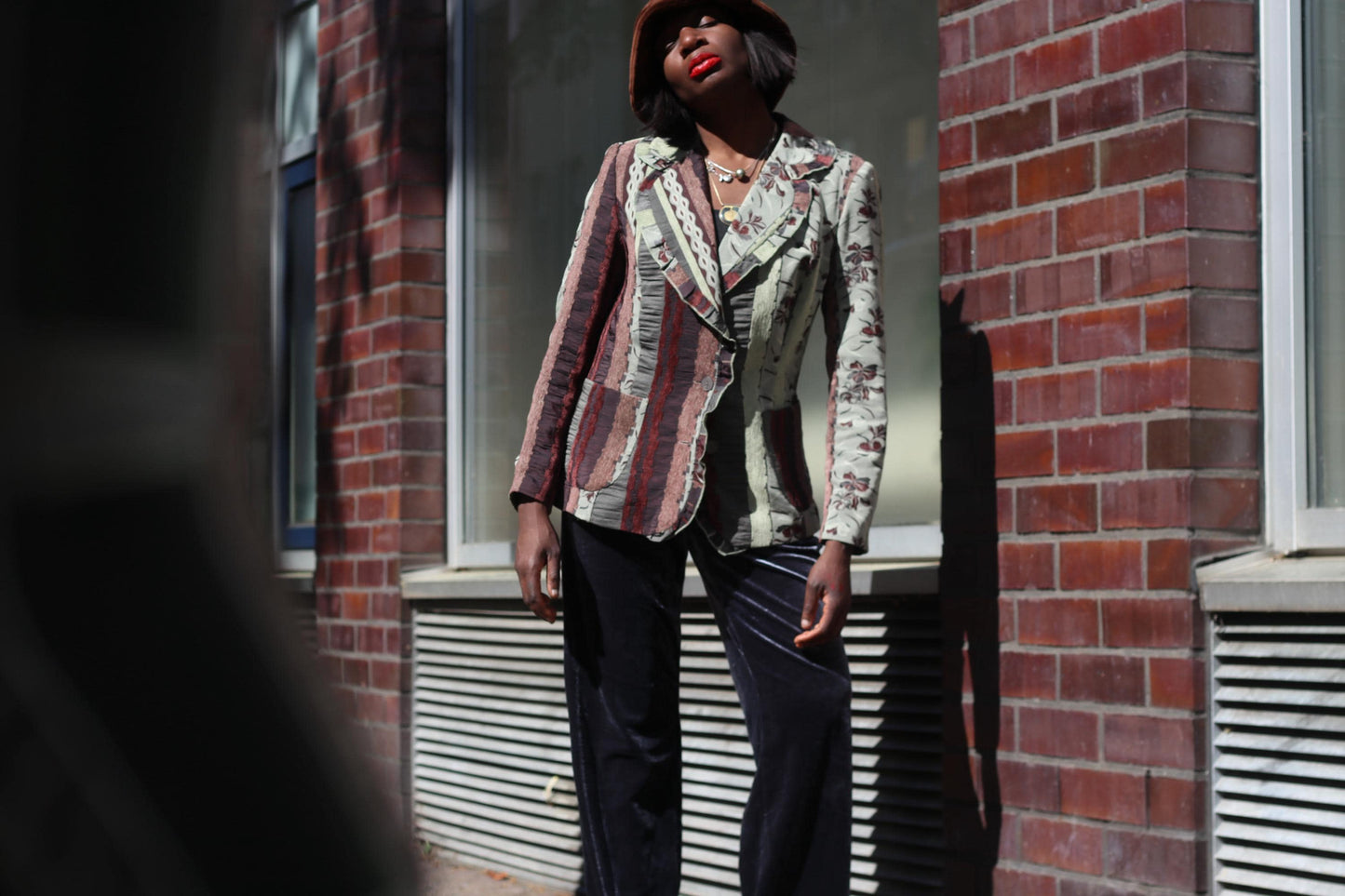 Vintage Patchwork Blazer Floral Tapestry Jacket Mixed Print Boho 90s Art To Wear