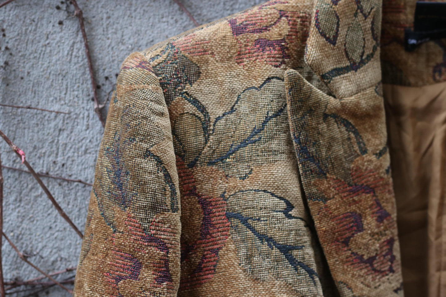 Vintage Grace Elements Floral Tapestry Blazer Woven Jacquard Jacket 90s Boho Floral Coat S