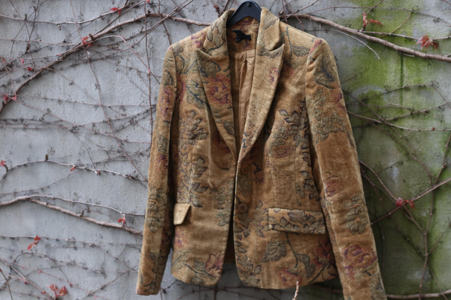 Vintage Grace Elements Floral Tapestry Blazer Woven Jacquard Jacket 90s Boho Floral Coat S