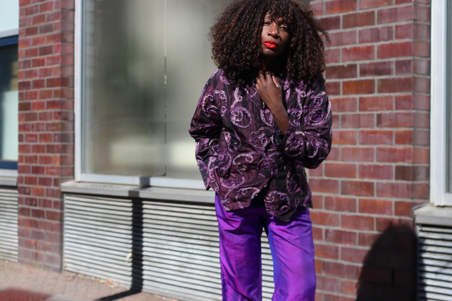 Vintage Purple Rose Textured Jacket Sculptural 90s Avant Garde Blazer