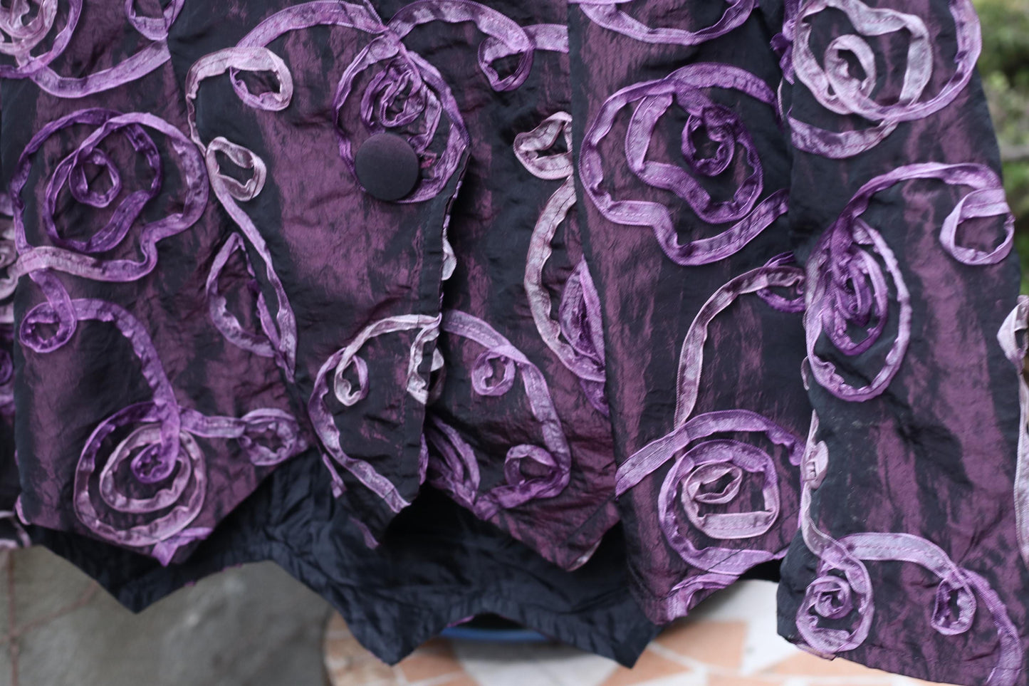 Vintage Purple Rose Textured Jacket Sculptural 90s Avant Garde Blazer