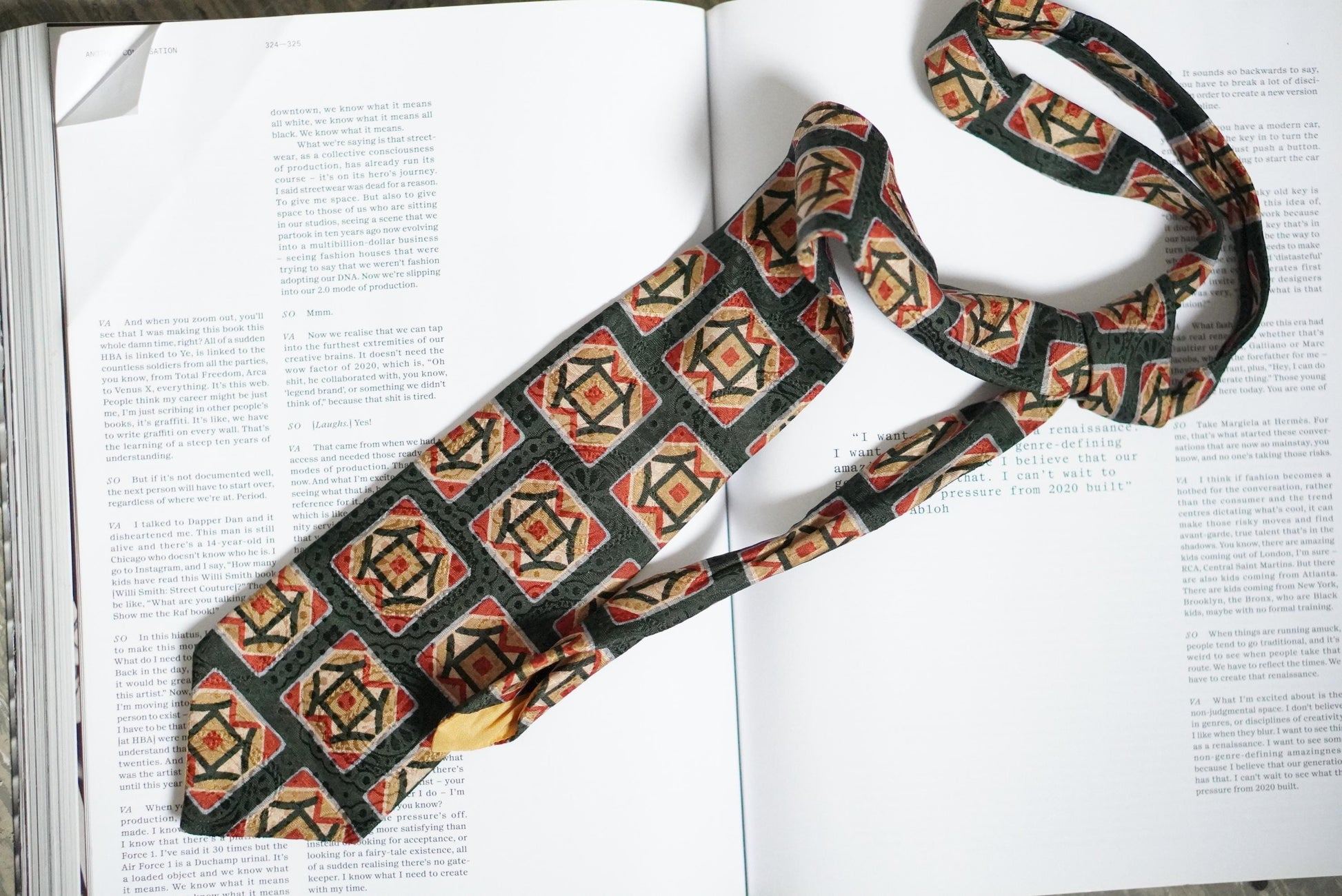 Vintage Silk Tie Herbert Stock Cologne Geometric Art Deco Print Green Red Silk
