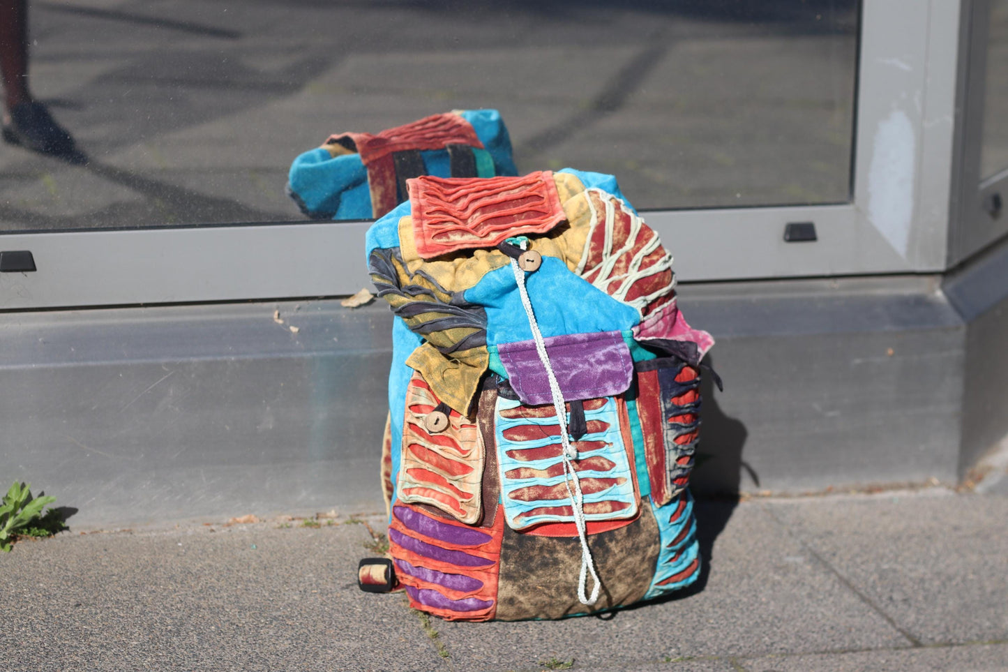 Vintage Artisan Patchwork Backpack: Boho Textile Rucksack, Festival Hippie Bag