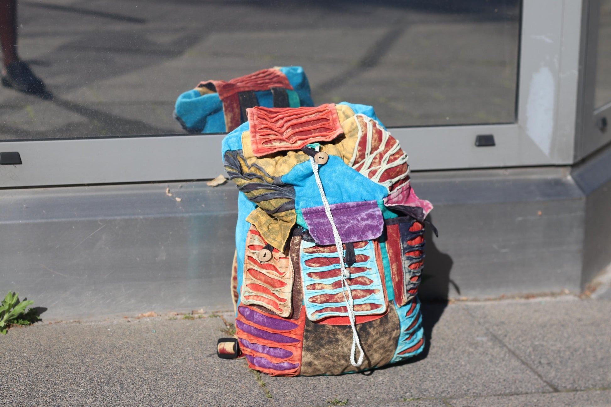 Vintage Artisan Patchwork Backpack: Boho Textile Rucksack, Festival Hippie Bag
