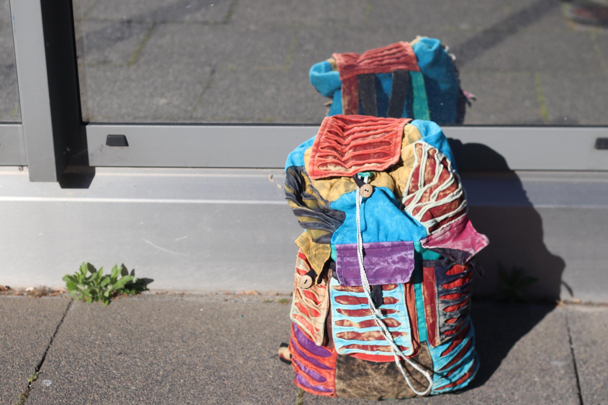 Vintage Artisan Patchwork Backpack: Boho Textile Rucksack, Festival Hippie Bag