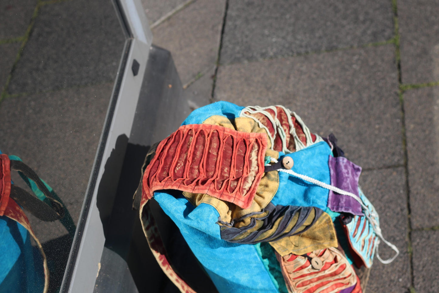 Vintage Artisan Patchwork Backpack: Boho Textile Rucksack, Festival Hippie Bag