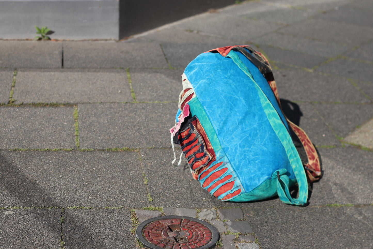 Vintage Artisan Patchwork Backpack: Boho Textile Rucksack, Festival Hippie Bag