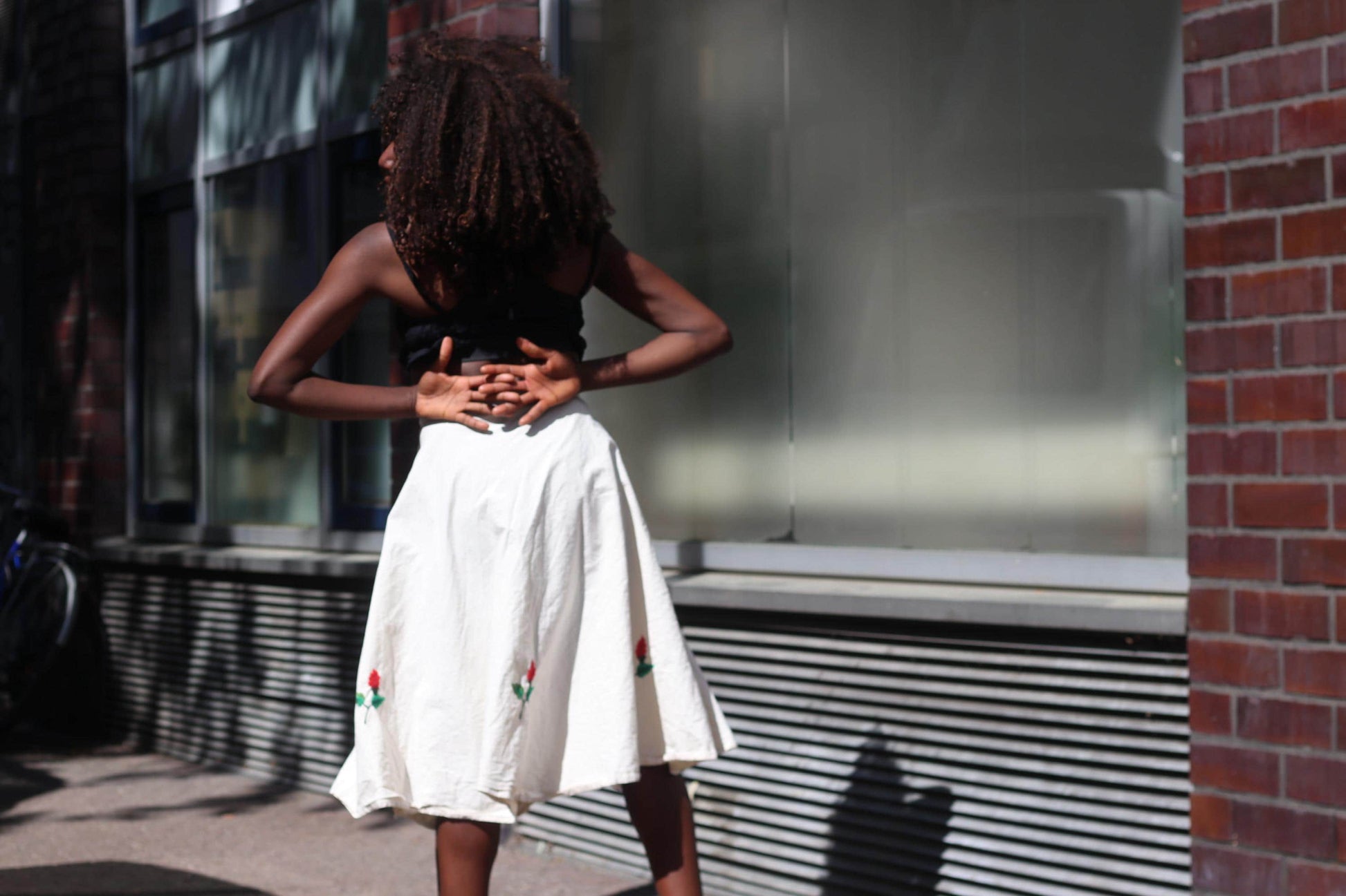 Vintage Embroidered Wrap Skirt White Cotton Floral Midi Skirt Boho Summer A-Line
