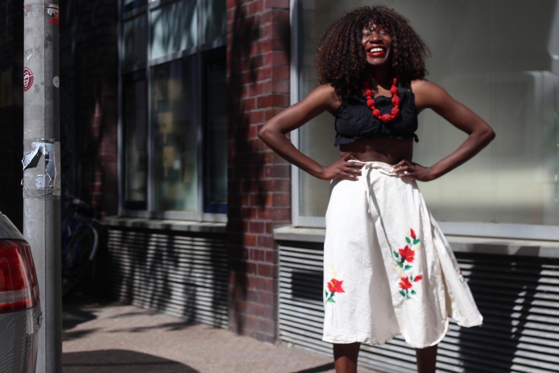 Vintage Embroidered Wrap Skirt White Cotton Floral Midi Skirt Boho Summer A-Line