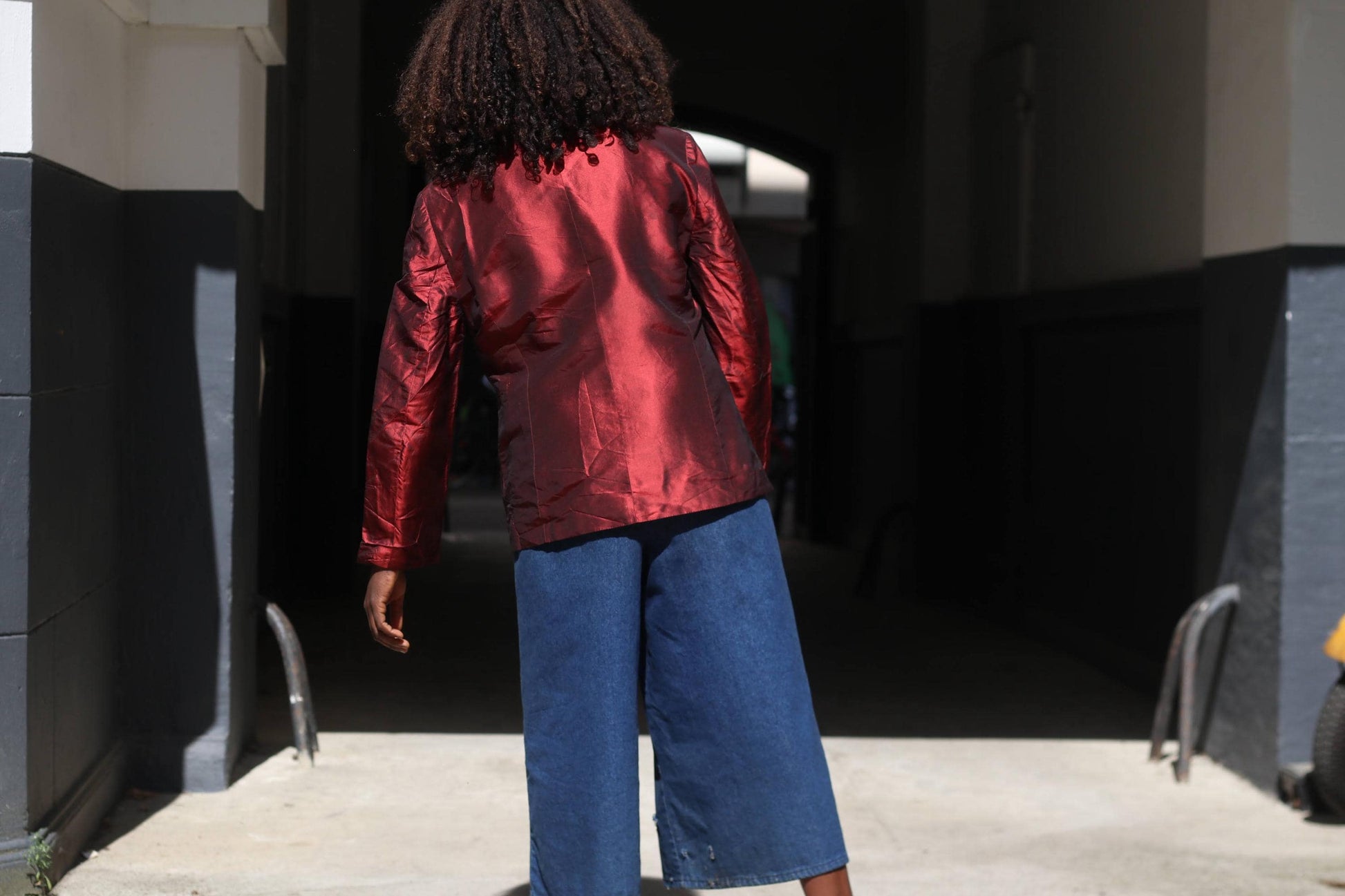 Apriori Vintage 90s Raw Silk Blazer Red Burgundy Iridescent Jacket Women’s Size L