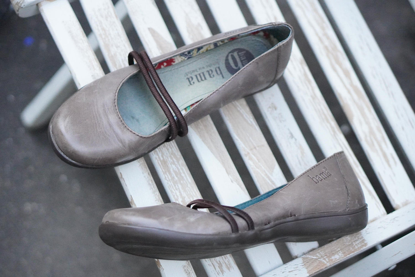 Vintage Leather Ballet Flats Size 39 |Gray Mary Jane Shoes Comfort Slip On Shoes