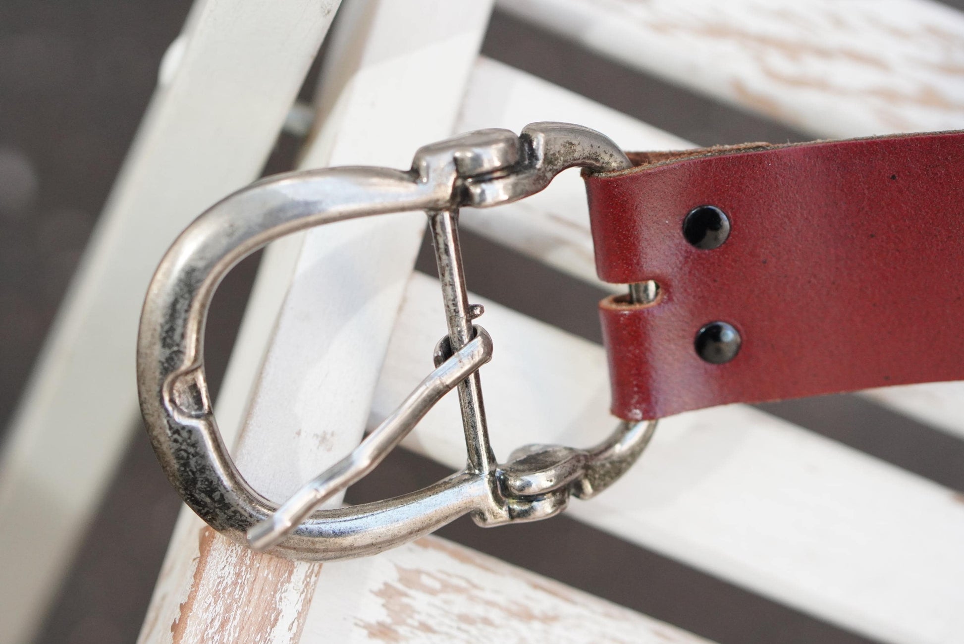 Oxblood Leather Belt Vintage Fireman Buckle Solid Hide Wide Burgundy Waist Belt