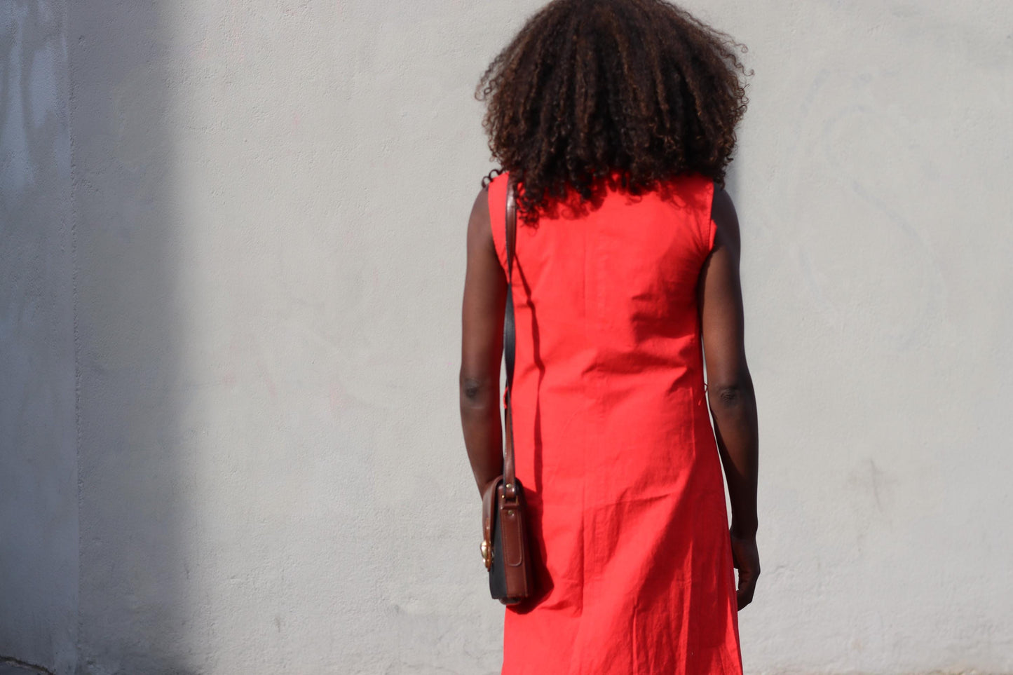 Vintage Red Shift Dress Striped Disco Collar Sleeveless Mod 60s Style Midi