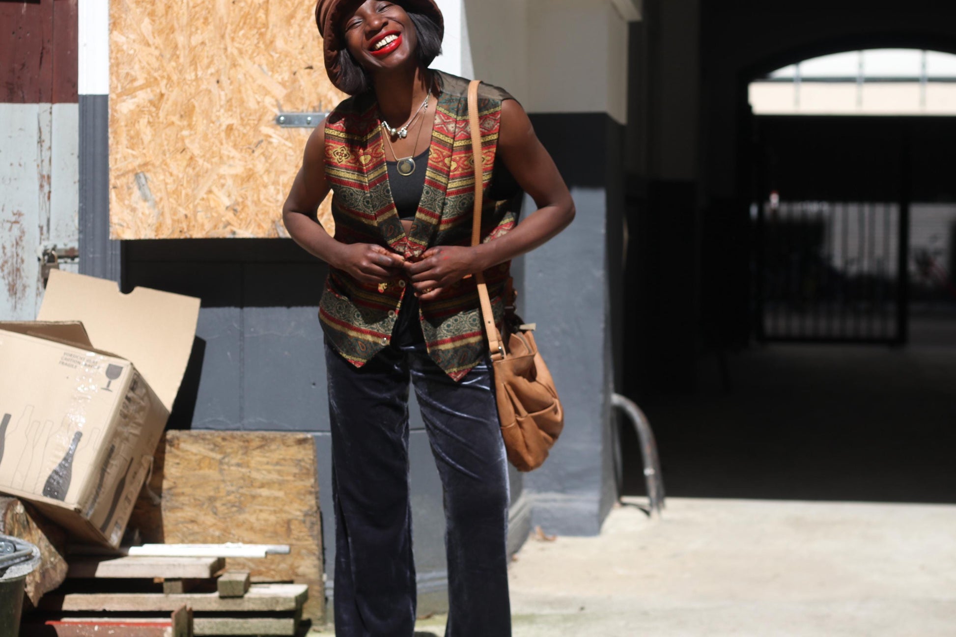 Vintage Tapestry Vest Bohemian Patterned Waistcoat 90s Sleeveless Jacket Boho Chic