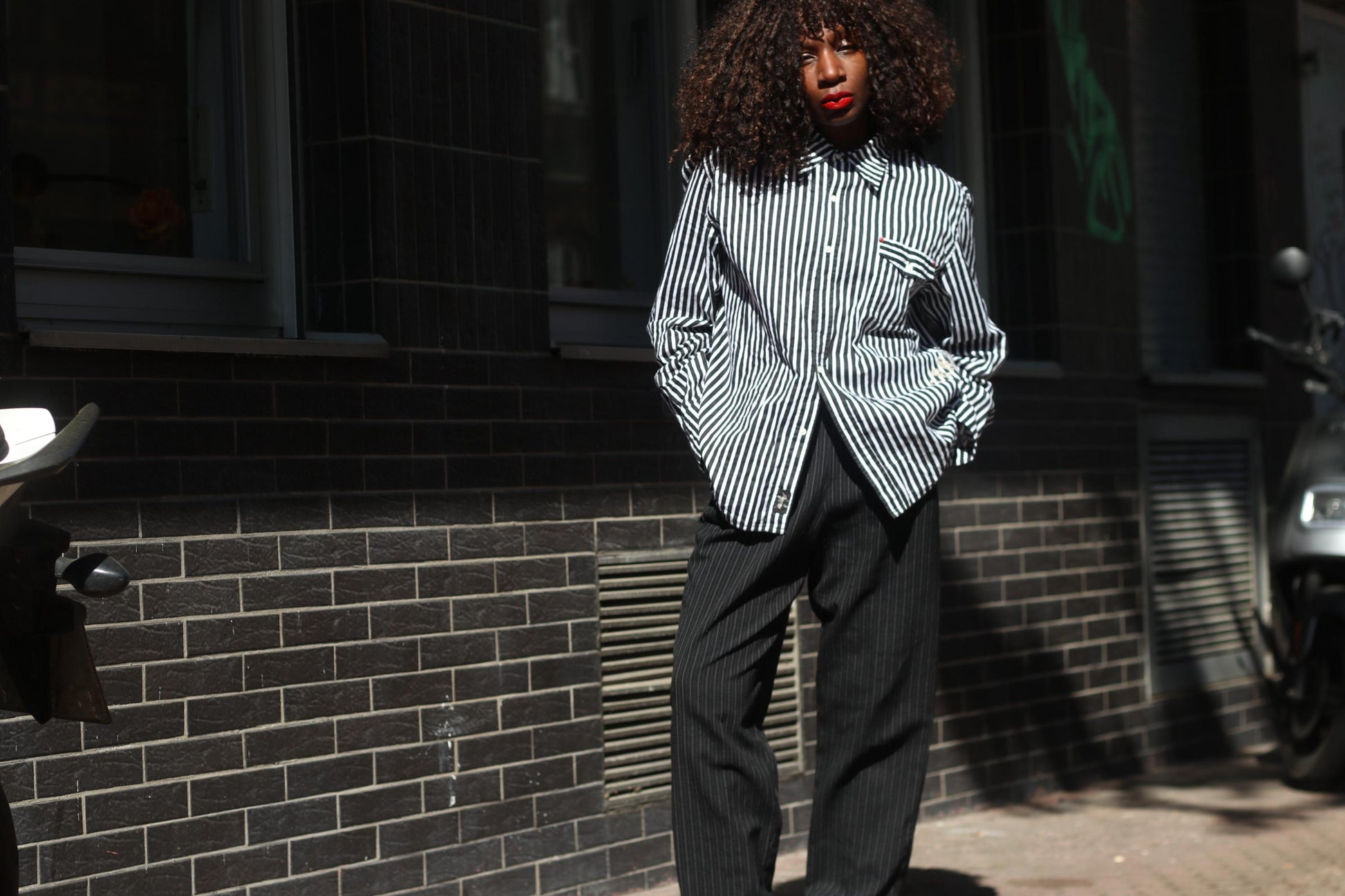Vintage Striped Shirt Graphic Print Button Down Oversized 90s Streetwear Blouse