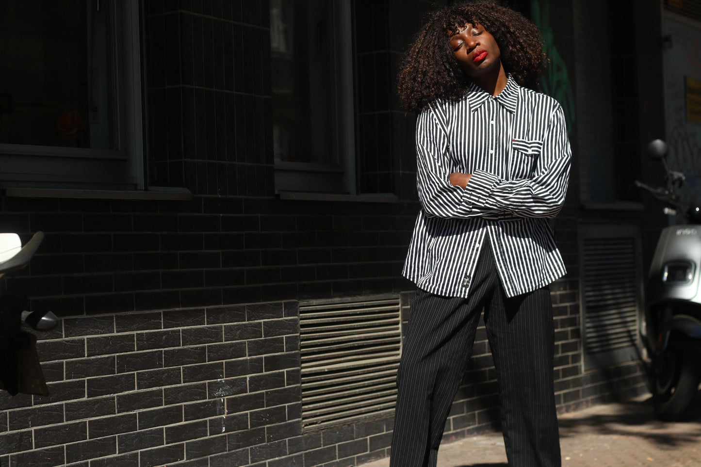 Vintage Striped Shirt Graphic Print Button Down Oversized 90s Streetwear Blouse