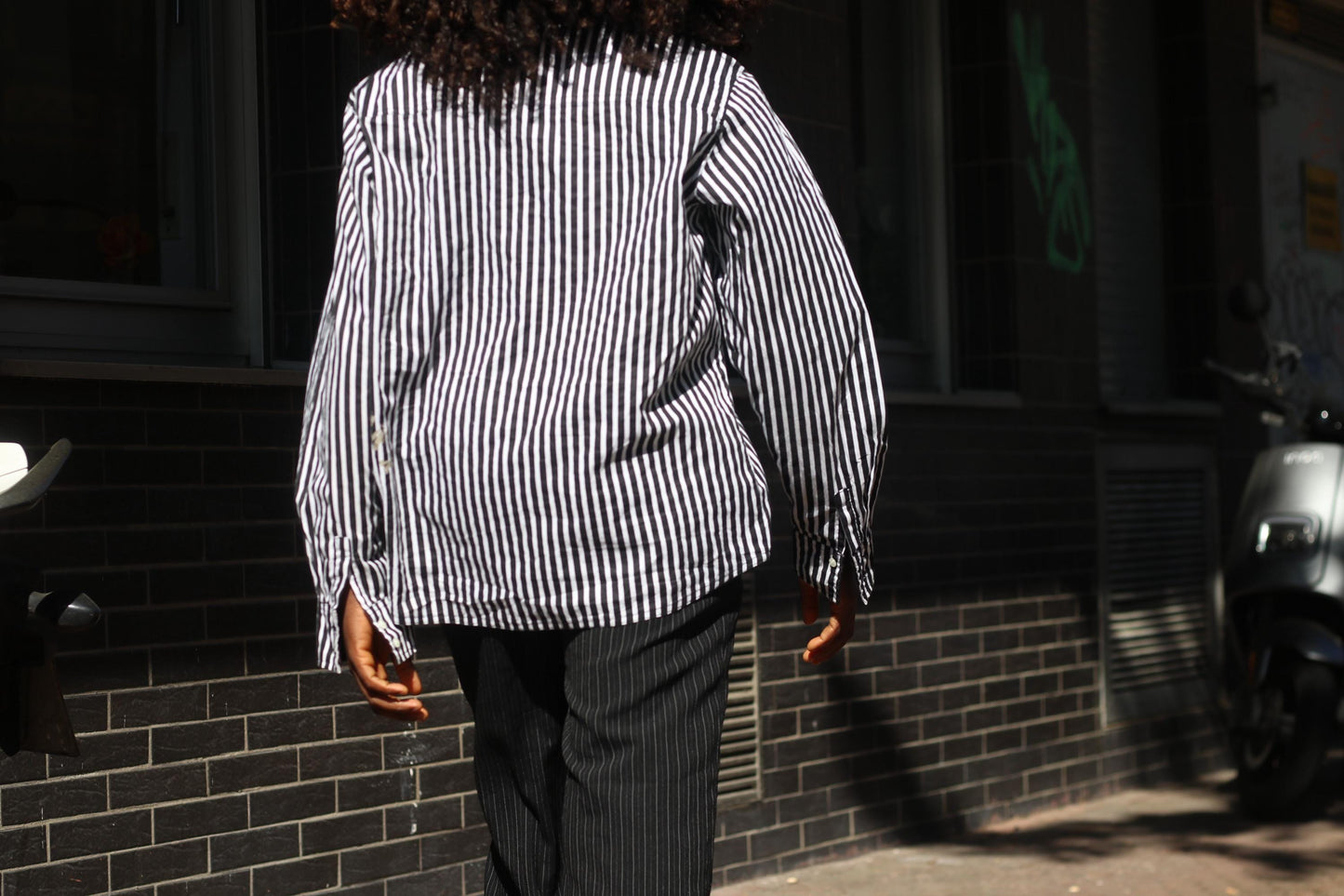 Vintage Striped Shirt Graphic Print Button Down Oversized 90s Streetwear Blouse