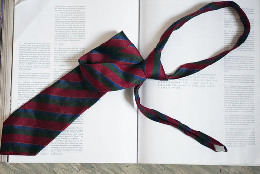 Vintage Silk Tie Striped Multi Color Necktie Geometric Retro 1990s Pure Silk Men