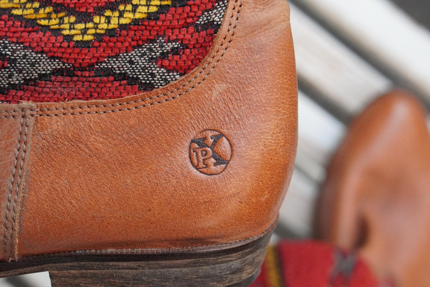 Vintage Kilim Leather Boots | Handwoven Wool Boho Western Shoes (EU 36)