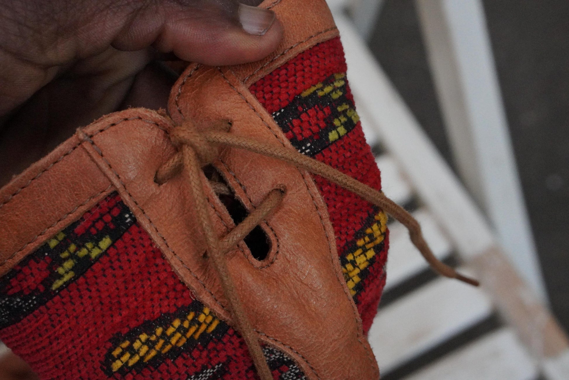 Vintage Kilim Leather Boots | Handwoven Wool Boho Western Shoes (EU 36)