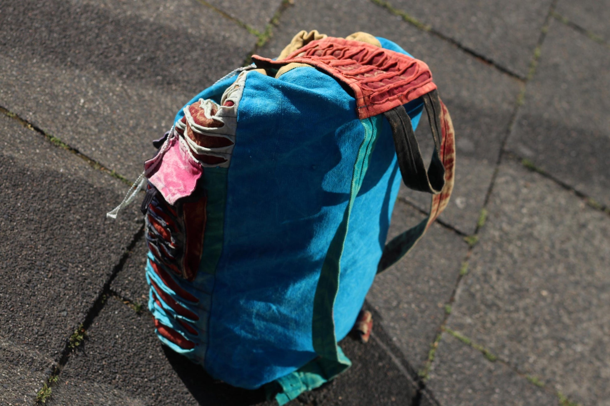 Vintage Artisan Patchwork Backpack: Boho Textile Rucksack, Festival Hippie Bag