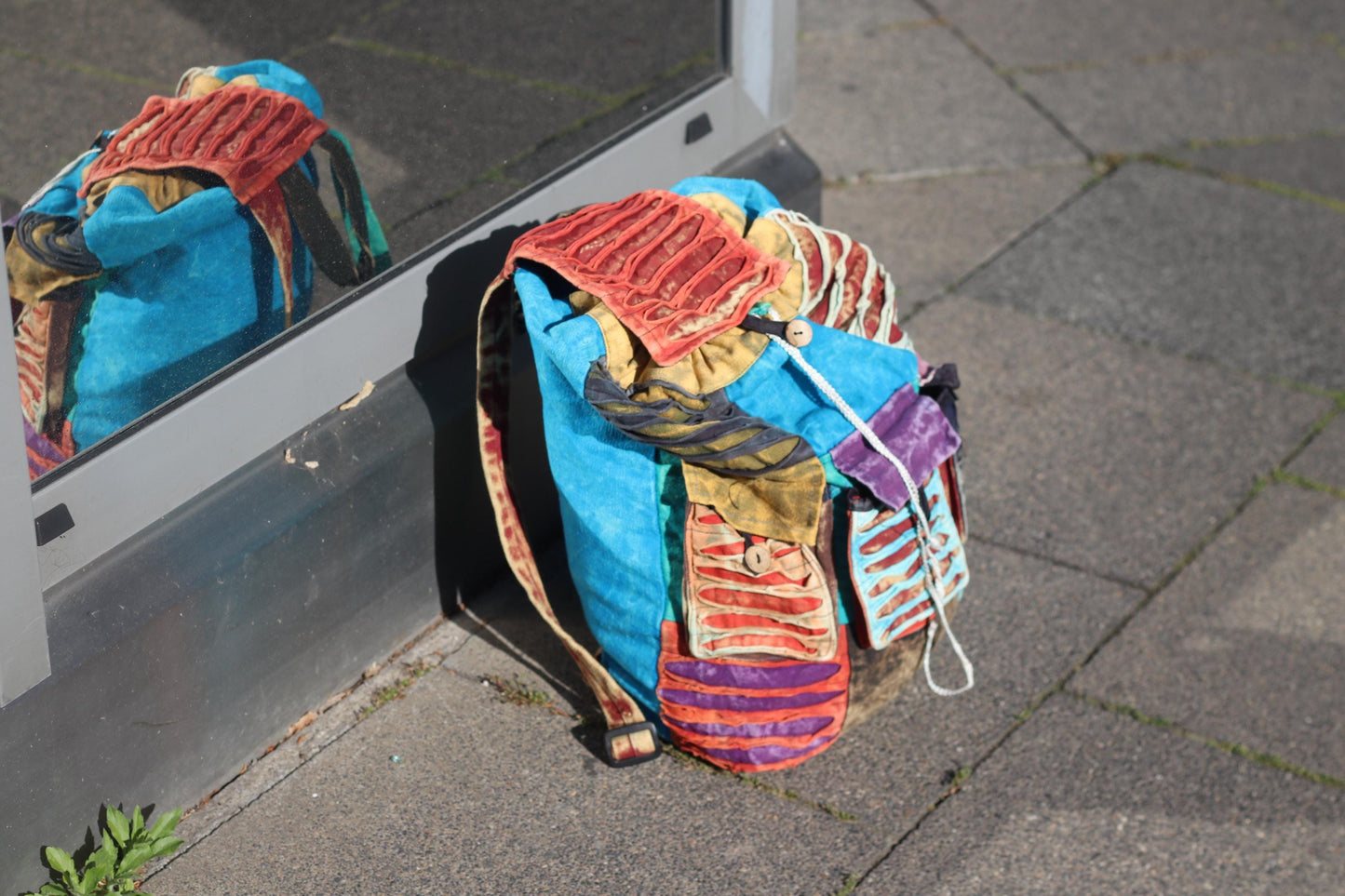Vintage Artisan Patchwork Backpack: Boho Textile Rucksack, Festival Hippie Bag