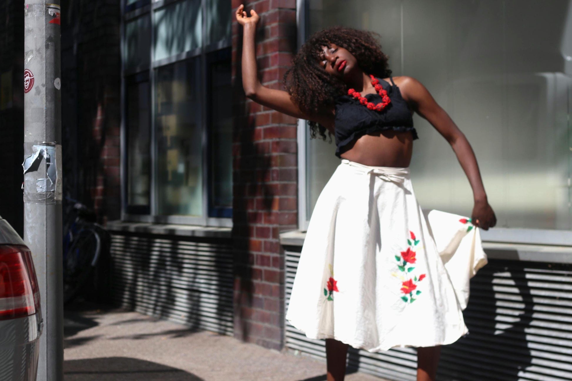 Vintage Embroidered Wrap Skirt White Cotton Floral Midi Skirt Boho Summer A-Line