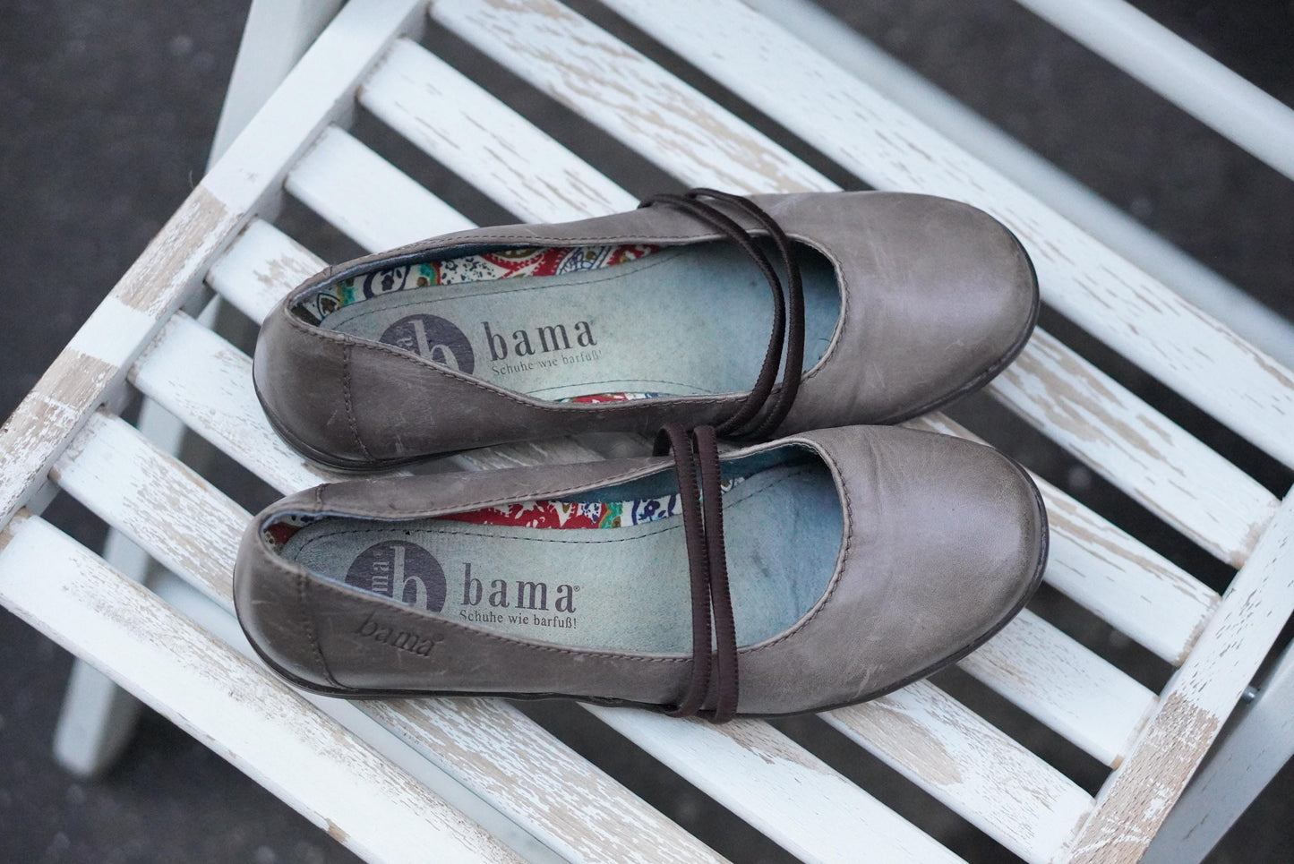 Vintage Leather Ballet Flats Size 39 |Gray Mary Jane Shoes Comfort Slip On Shoes