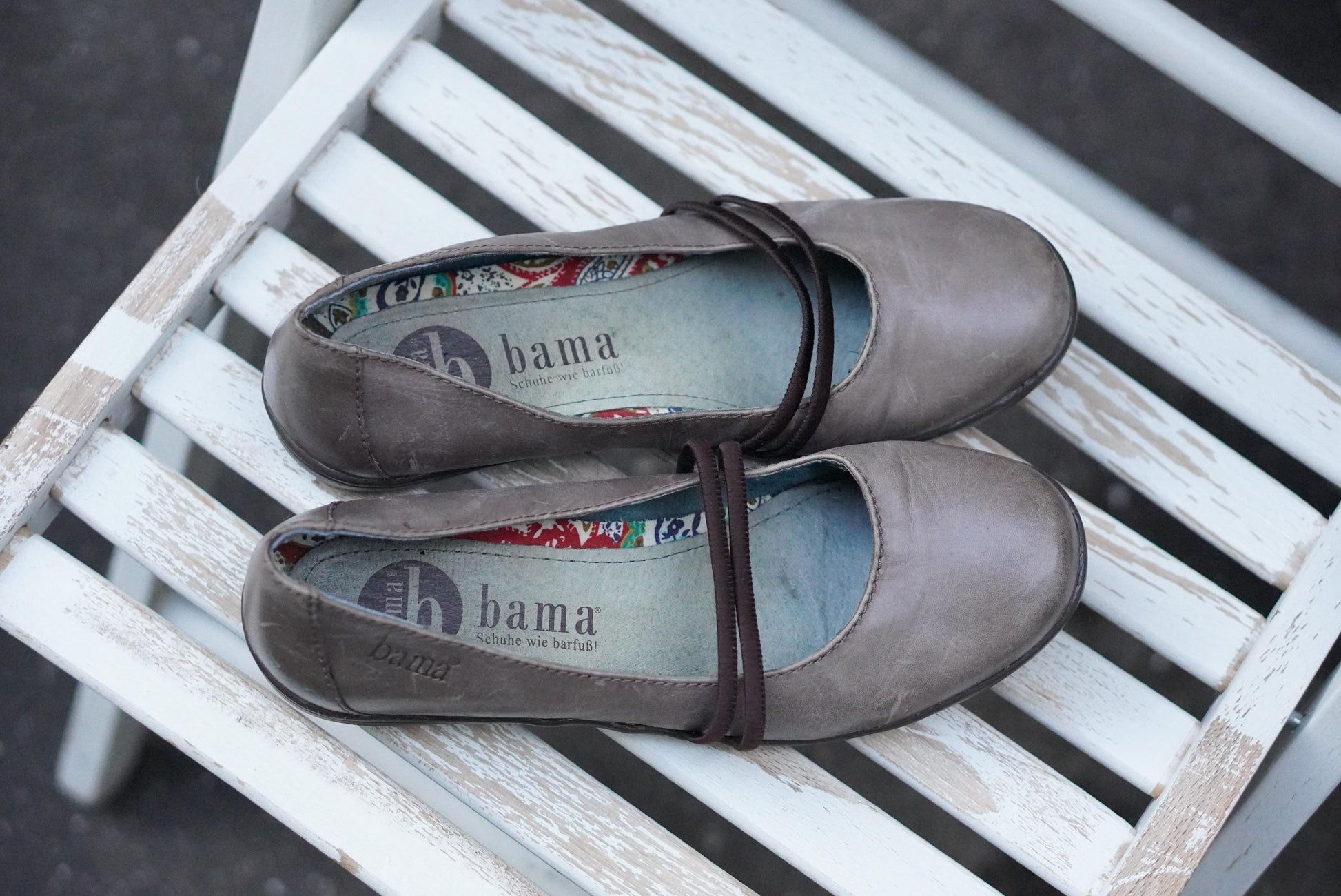 Vintage Leather Ballet Flats Size 39 |Gray Mary Jane Shoes Comfort Slip On Shoes