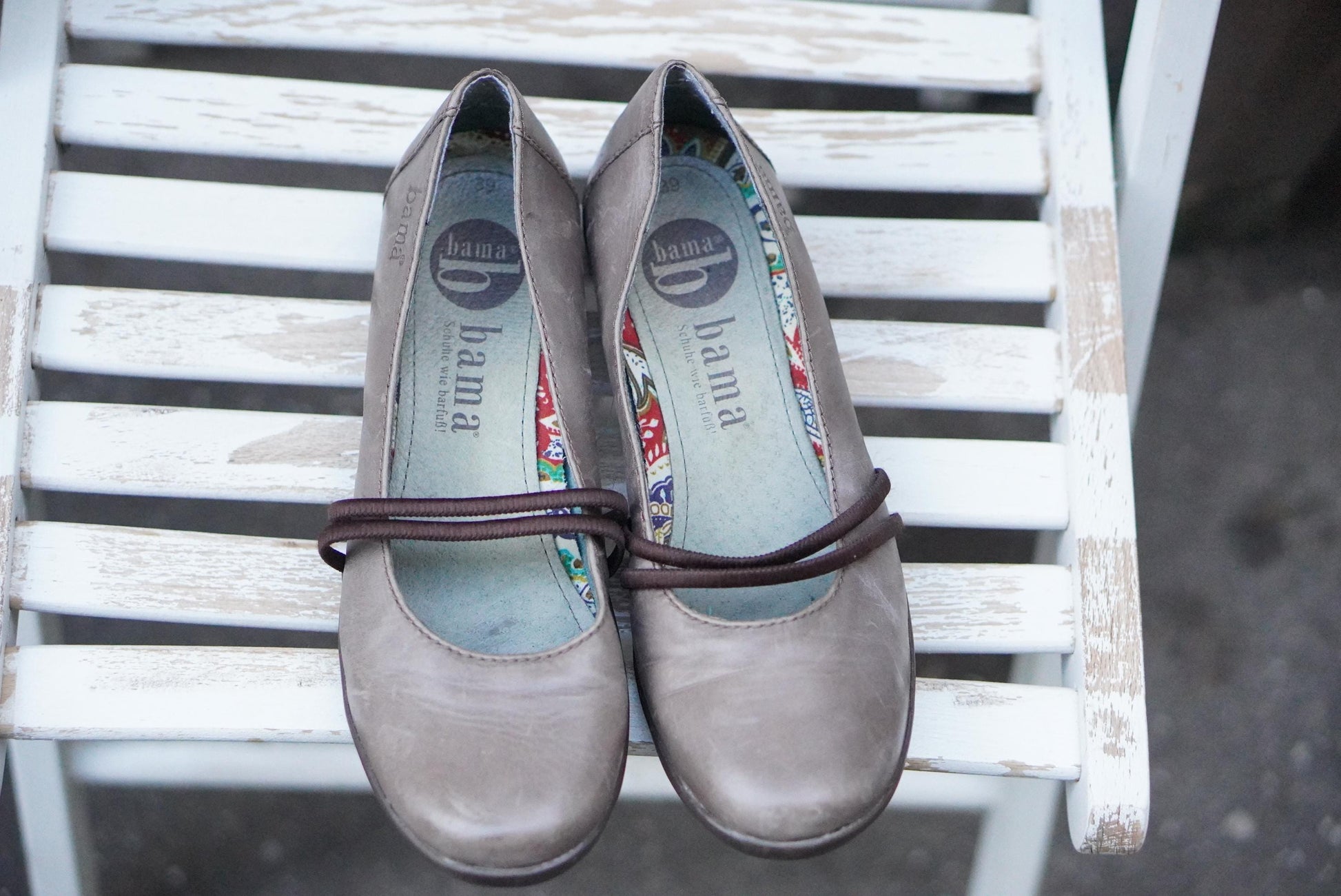 Vintage Leather Ballet Flats Size 39 |Gray Mary Jane Shoes Comfort Slip On Shoes