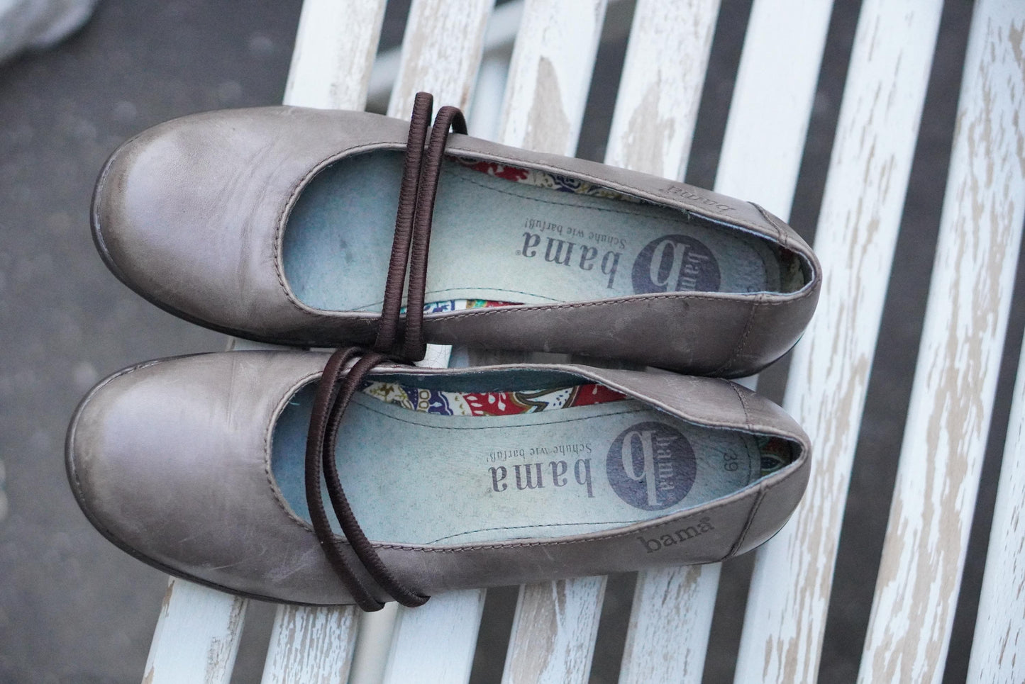 Vintage Leather Ballet Flats Size 39 |Gray Mary Jane Shoes Comfort Slip On Shoes
