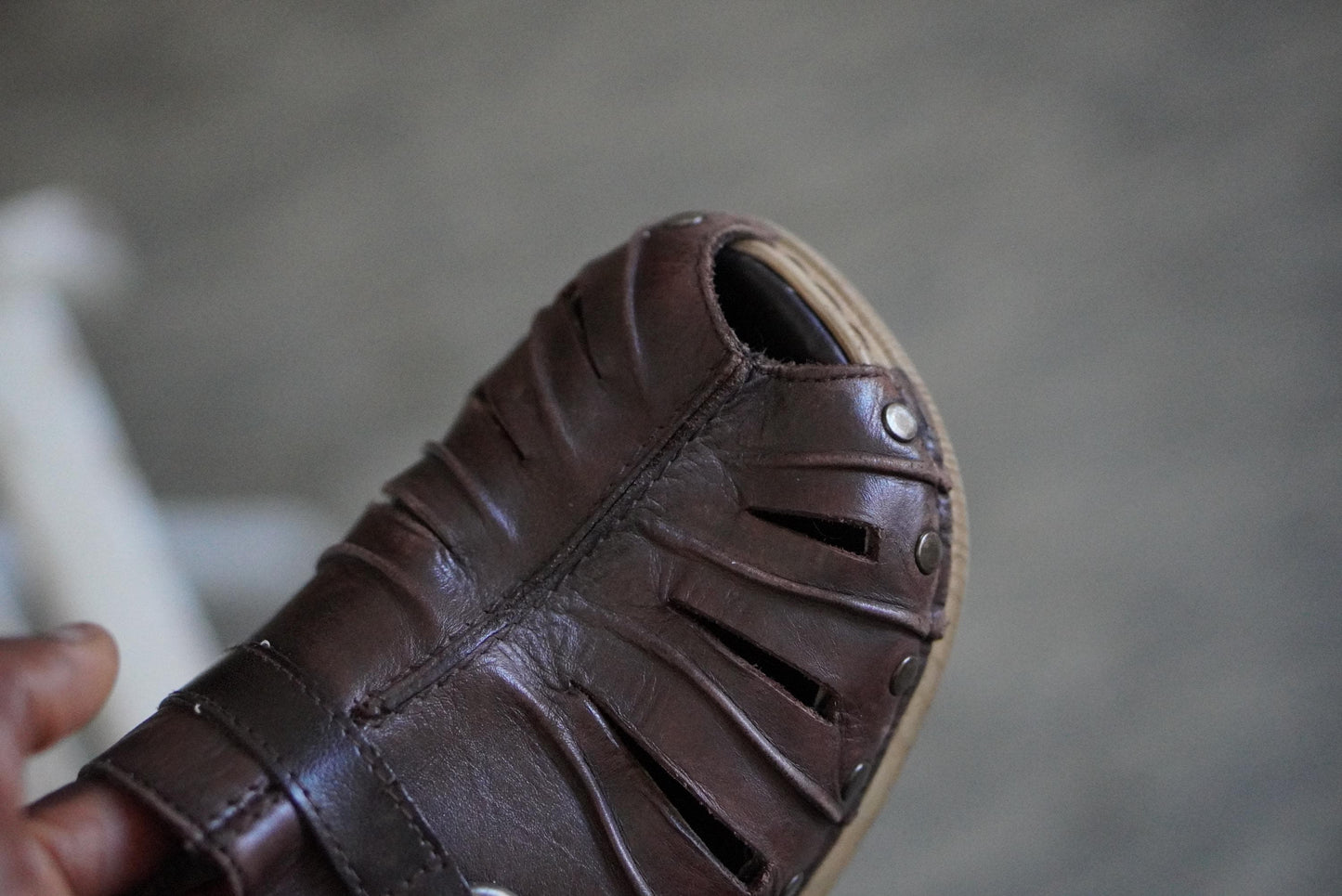 Vintage Rieker Brown Leather Clogs Mules 90s Boho Wooden Sole Shoes Size 38 EU