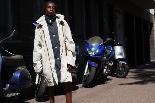Vintage 1980s Trench Coat Oversized Cream Long Raincoat Light Utility Jacket M L