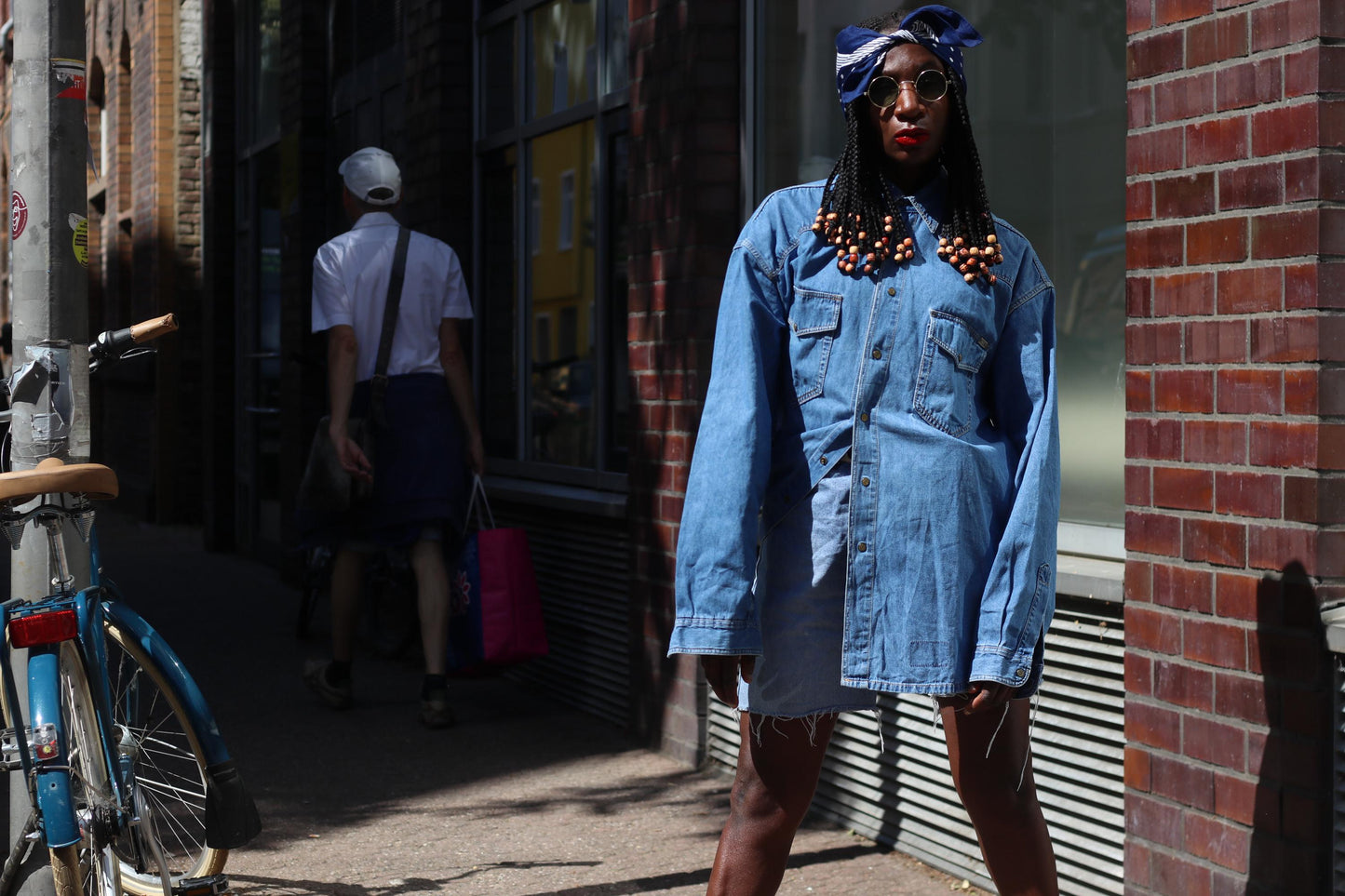 Vintage 80s Denim Shirt Oversized Blue Jean Jacket Long Sleeve Streetwear Medium