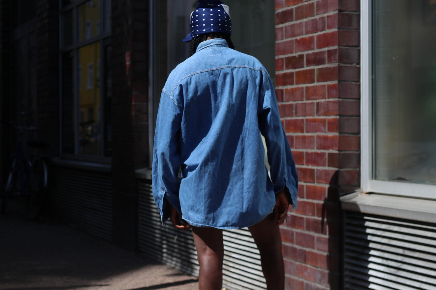 Vintage 80s Denim Shirt Oversized Blue Jean Jacket Long Sleeve Streetwear Medium
