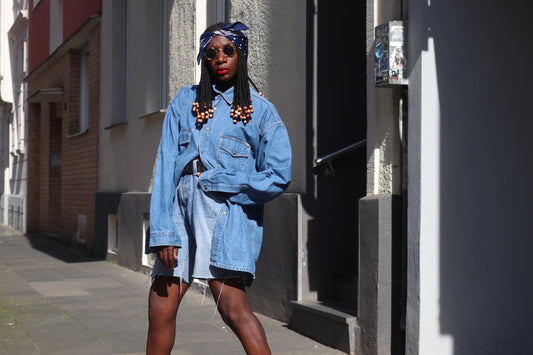 Vintage 80s Denim Shirt Oversized Blue Jean Jacket Long Sleeve Streetwear Medium