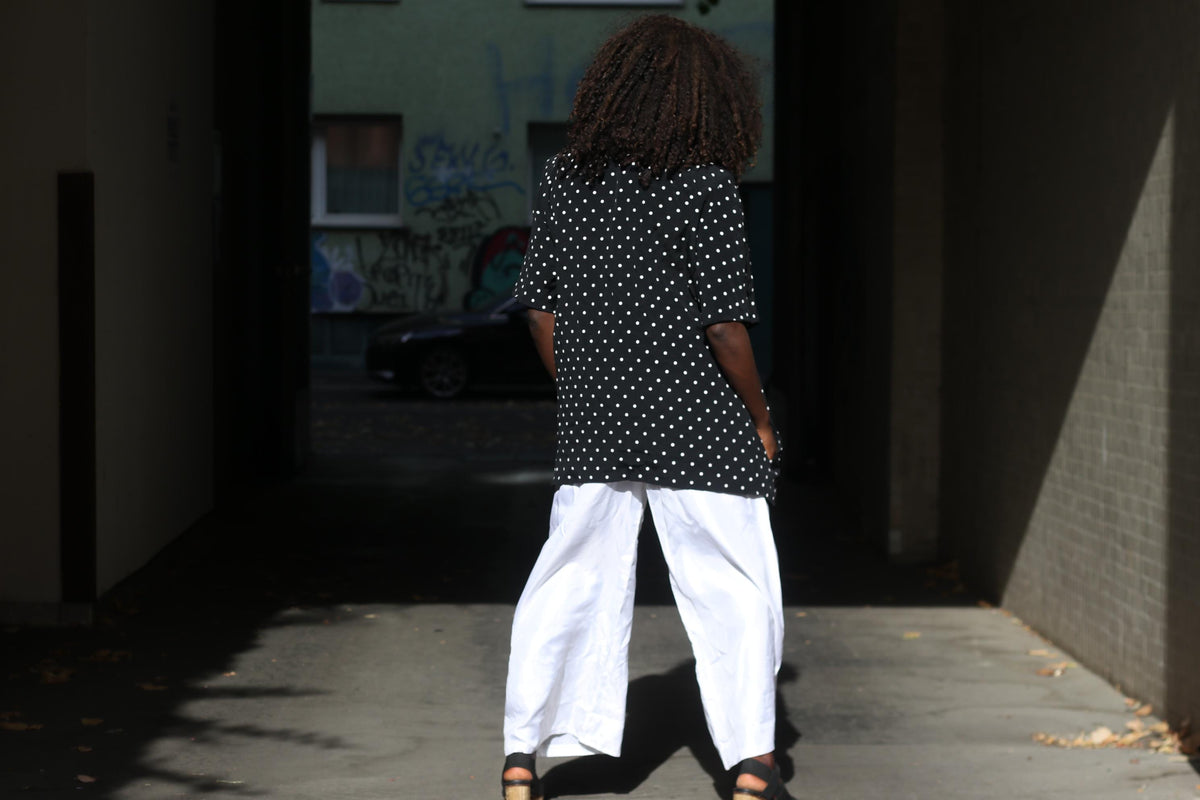 Louis Féraud 80s Polka Dot Blazer | Black Acetate Viscose Duster (S-M)