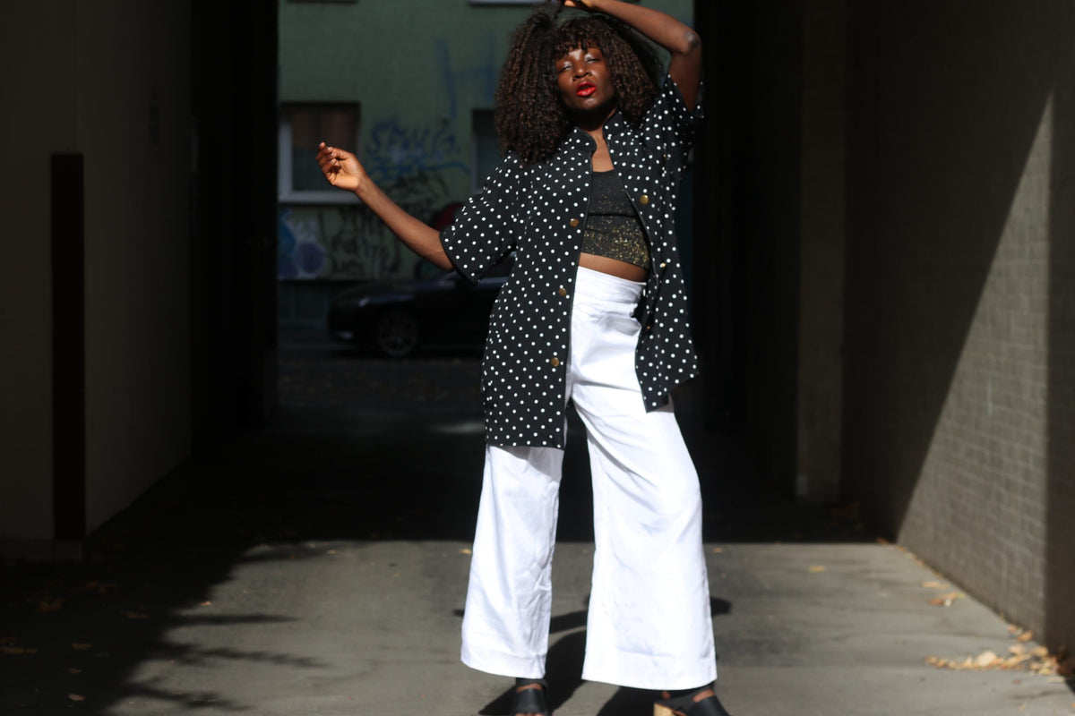 Louis Féraud 80s Polka Dot Blazer | Black Acetate Viscose Duster (S-M)