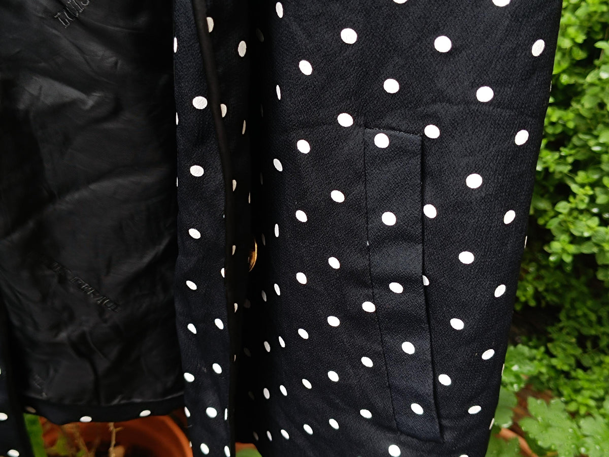 Louis Féraud 80s Polka Dot Blazer | Black Acetate Viscose Duster (S-M)