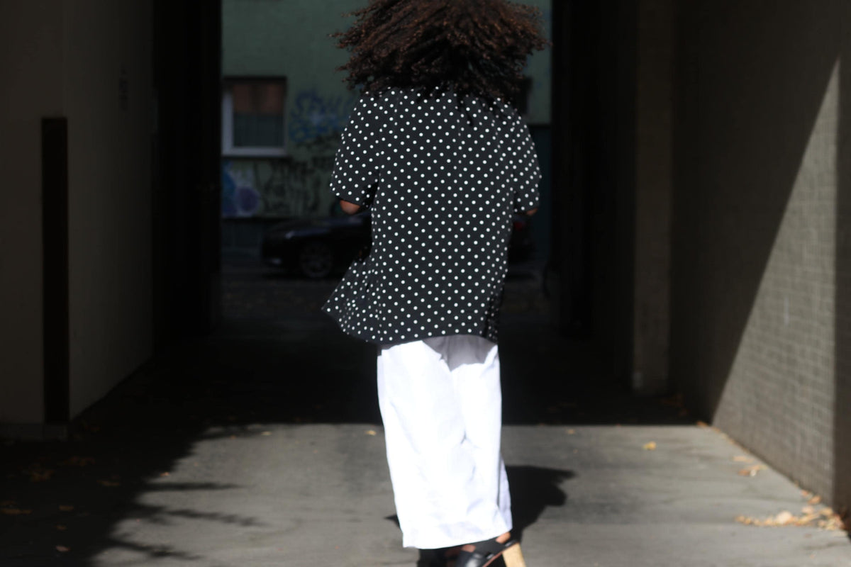 Louis Féraud 80s Polka Dot Blazer | Black Acetate Viscose Duster (S-M)