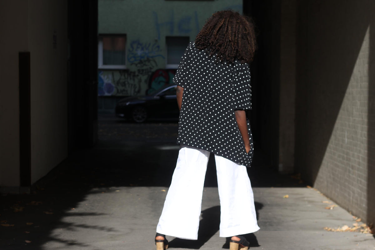 Louis Féraud 80s Polka Dot Blazer | Black Acetate Viscose Duster (S-M)