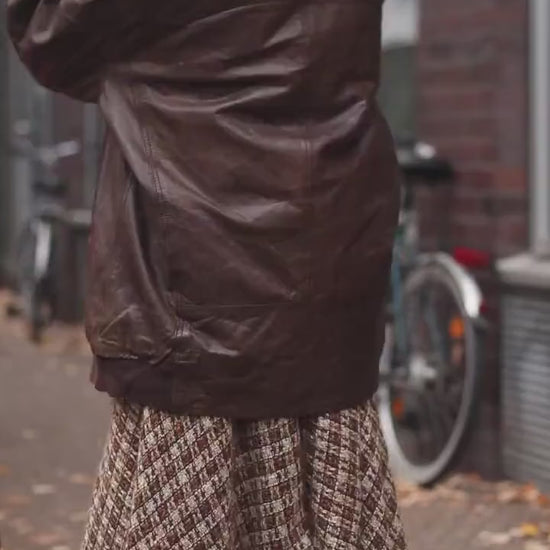 90s Conbipel leather Jacket| Vintage Women's Brown Minimalist Oversized leather coat| Capsule Wardrobe Jacket