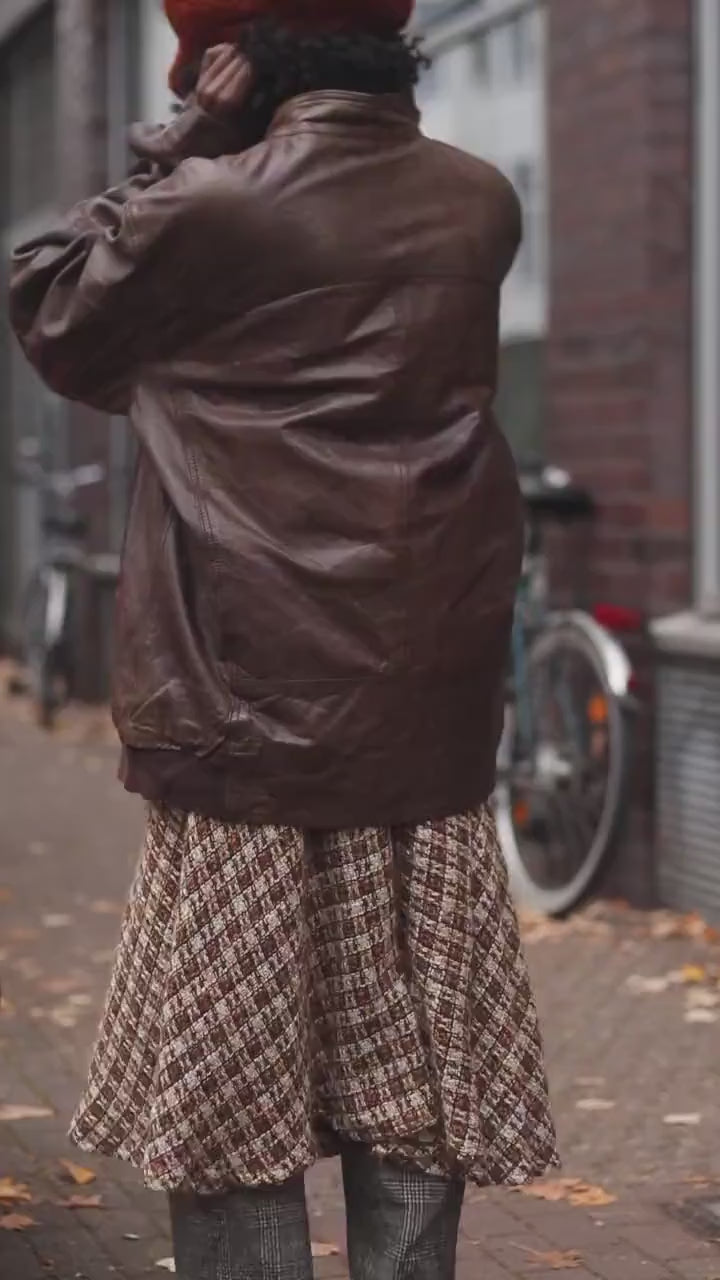 90s Conbipel leather Jacket| Vintage Women's Brown Minimalist Oversized leather coat| Capsule Wardrobe Jacket