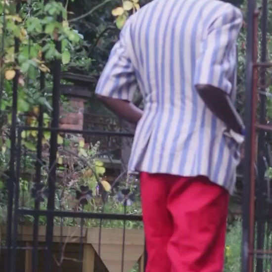 Marella 90s Linen Striped Blazer| Vintage Blazer with Short Sleeves in Blue and White | Breton Striped outerwear